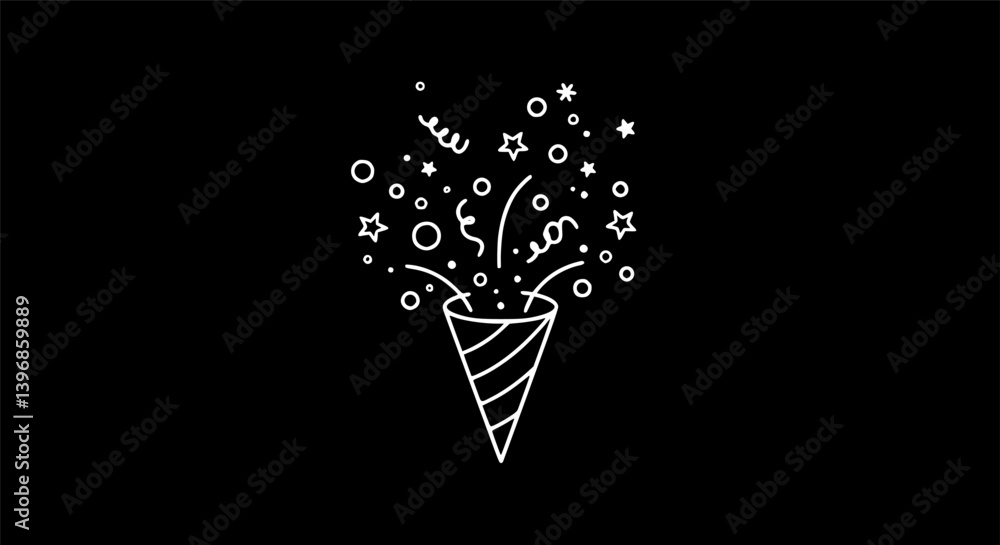Fototapete outline filled vector sign ofvs - confetti popper vector icon . isolated transparent . black outline