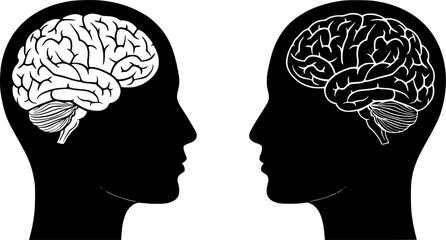 OutlineFilledVectorSign ofvs - human brain vector icon . head . face profile . ai . artificial intelligence . isolated transparent . black outline and filled version . 