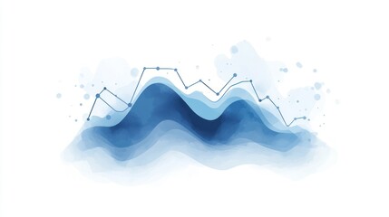 Obraz premium Abstract blue watercolor wave graph.