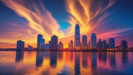 Fototapeta premium skyline at sunset
