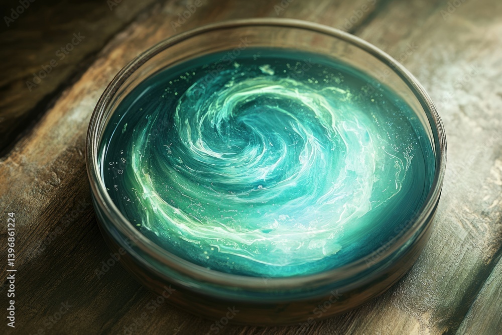 Aufkleber a mesmerizing swirling pattern of teal and green hues resembling a cosmic galaxy, captured within a 