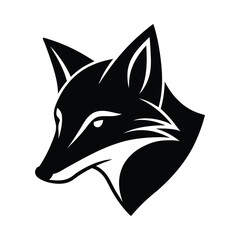 Silhouette art illustration of a fox head turned slightly to the right.eps