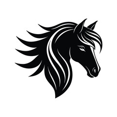 Silhouette art illustration of a horse head facing left.eps