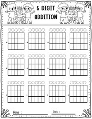 Earth Day Math Templates for 4 5 6 and 7 Digit Addition and Subtraction Practice