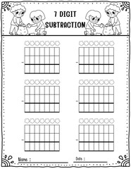 Earth Day Math Templates for 4 5 6 and 7 Digit Addition and Subtraction Practice