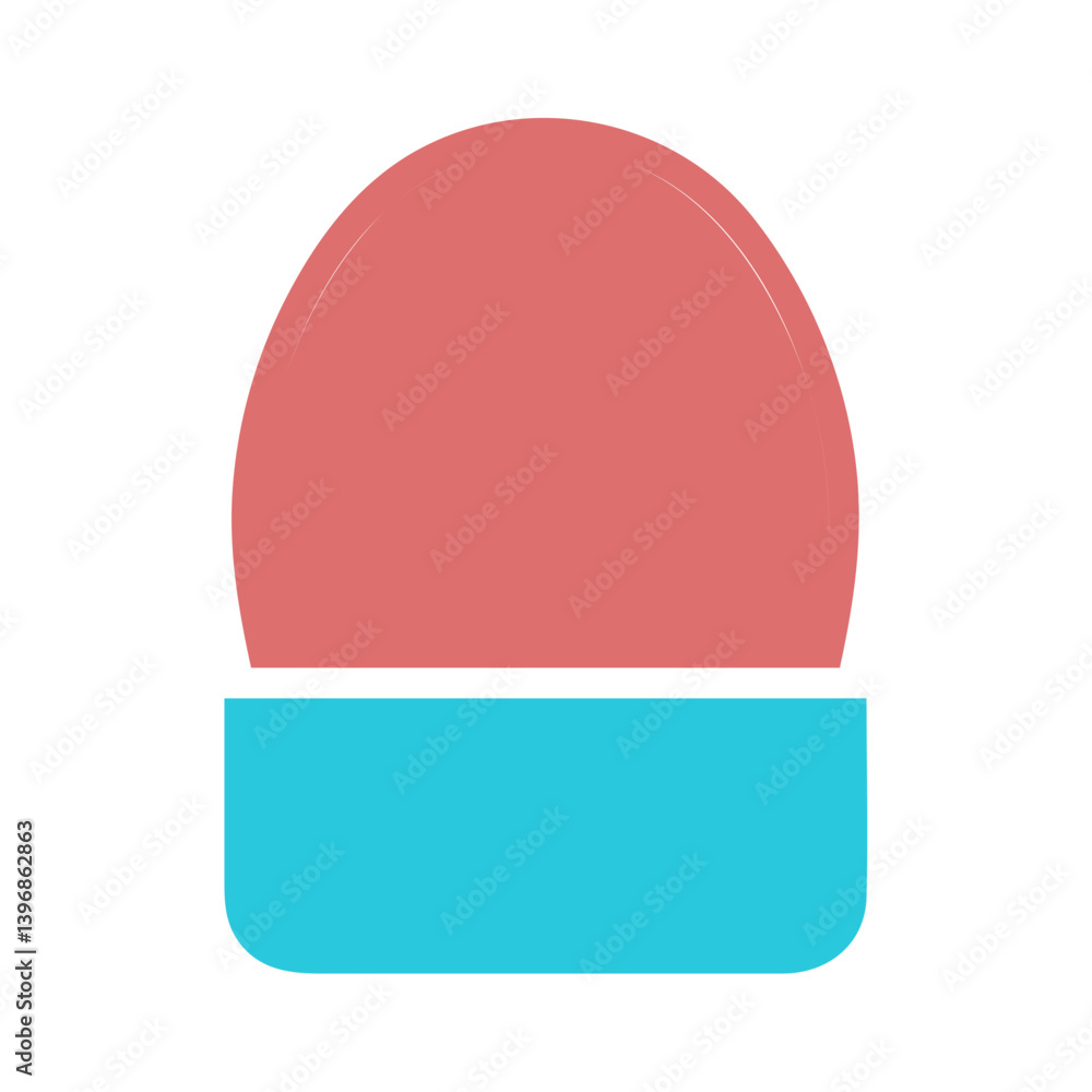 Poster stylized color block rendering depicting a minimalist egg-shaped graphic design