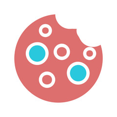 Whimsical representation of a partly eaten cookie with round patterns