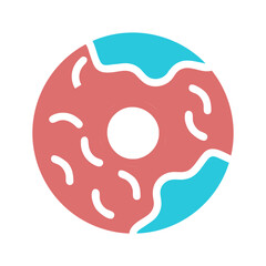 Stylized donut rendering showcasing pink frosting and contrasting blue sprinkles decoration