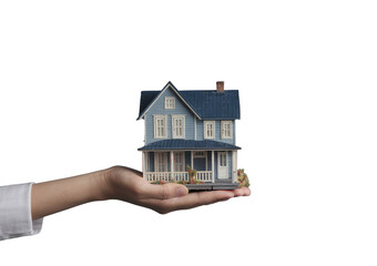 house in hand isolated on white background