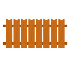 Cartoon Wooden Fence Vector Illustration 