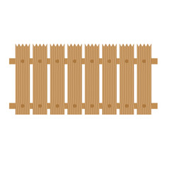 Cartoon Wooden Fence Vector Illustration 