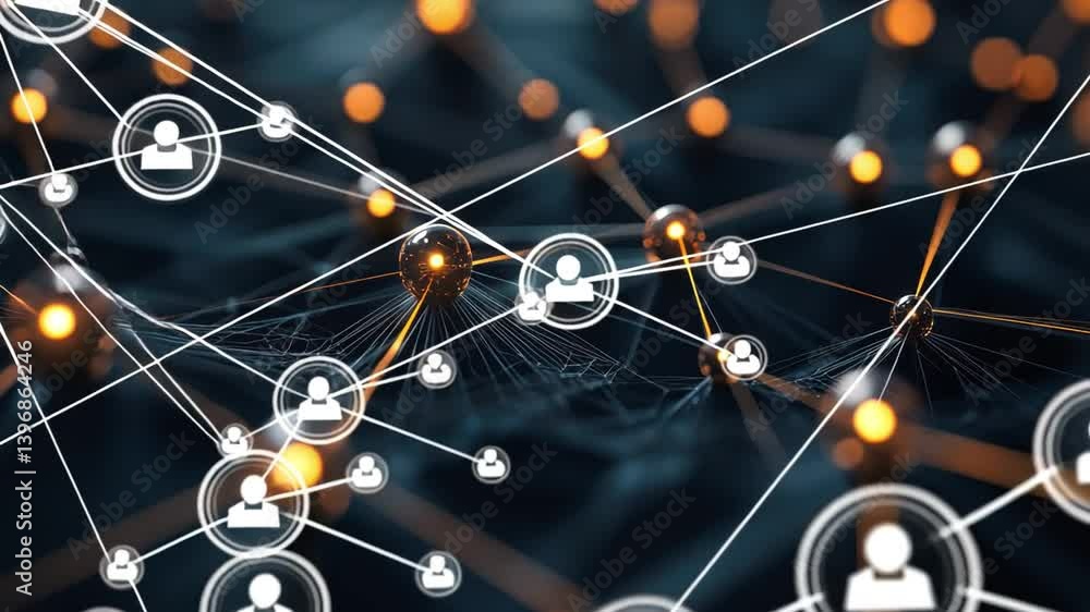 Poster global digital connectivity: a dynamic network of interconnected nodes and lines, representing the i
