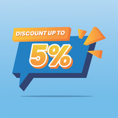  5% Offer Blue Discount Promotion Banner with 3D Effect