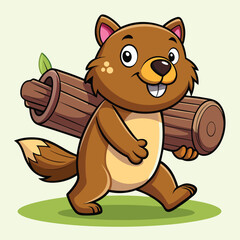 Friendly woodland beaver character clipart