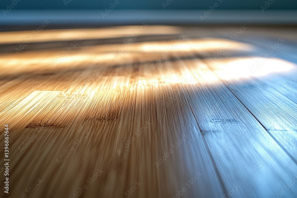 Aufkleber sunlight illuminates a light brown bamboo floor, creating a warm and inviting atmosphere.