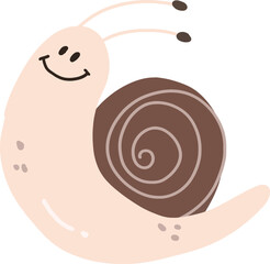 Happy cartoon snail with a shell