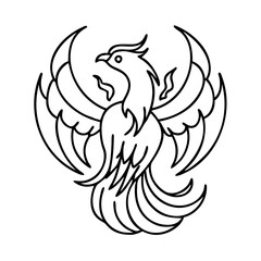 phoenix icon, phoenix line art - simple line art of phoenix, perfect for phoenix logos and icons