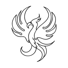 phoenix icon, phoenix line art - simple line art of phoenix, perfect for phoenix logos and icons