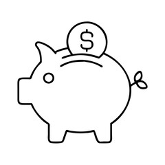 piggybank icon, piggybank line art - simple line art of piggybank, perfect for piggybank logos and icons