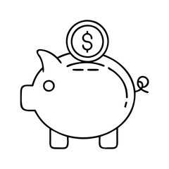 piggybank icon, piggybank line art - simple line art of piggybank, perfect for piggybank logos and icons