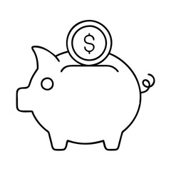 piggybank icon, piggybank line art - simple line art of piggybank, perfect for piggybank logos and icons