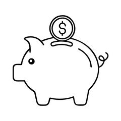 piggybank icon, piggybank line art - simple line art of piggybank, perfect for piggybank logos and icons
