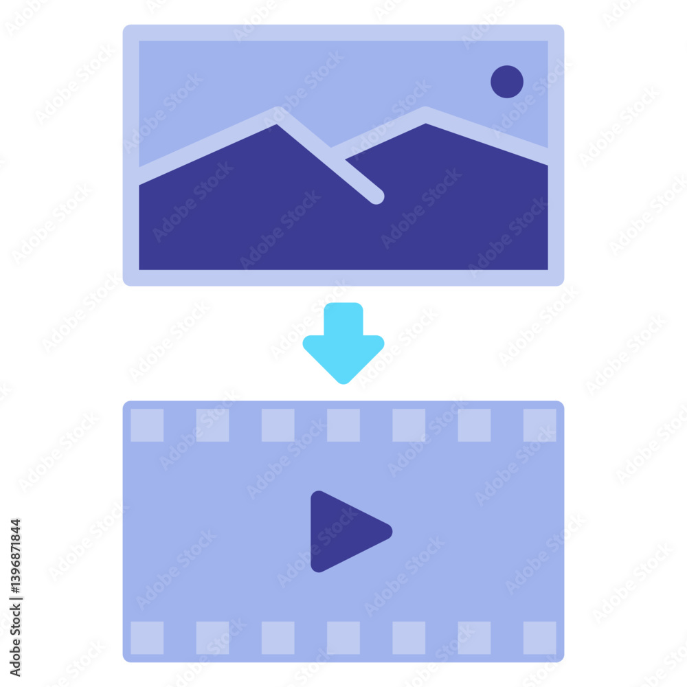 Poster convert image to video color process vector art creative visual design