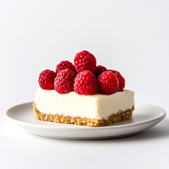raspberry cheesecake on white plate