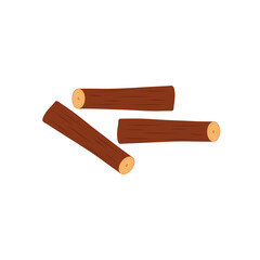 Cartoon wooden logs, tree trunks, planks, wood industry materials. Vector illustration