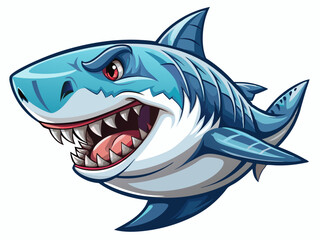 Naklejka premium A vector illustration of a great white shark with sharp teeth, isolated on a white background