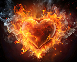 Flaming Heart Symbolizing Passionate Love and Emotional Intensity