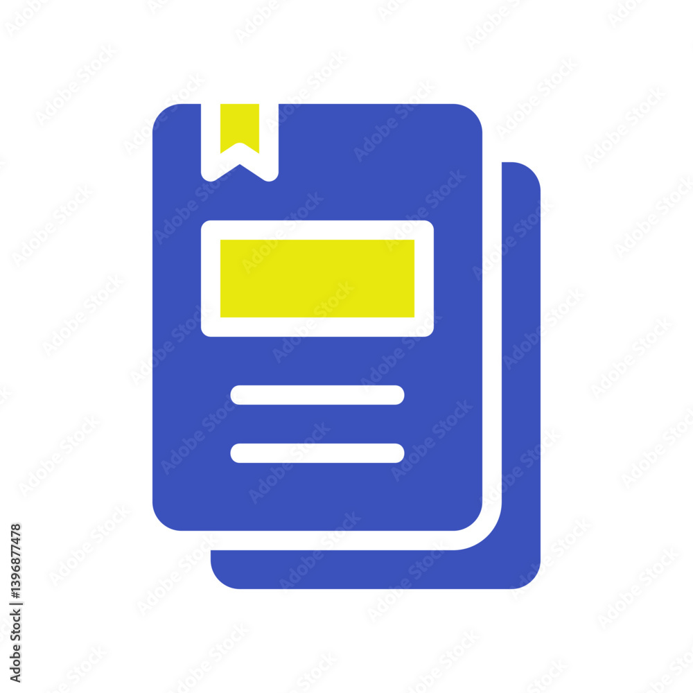 Poster stylized representation of document with bookmark evoking knowledge concepts