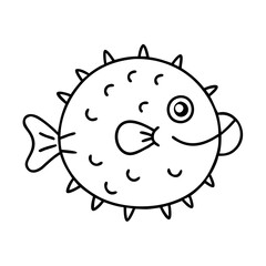 pufferfish icon, pufferfish line art - simple line art of pufferfish, perfect for pufferfish logos and icons