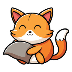Cartoon Orange Fox Character Hugging Pillow Isolated on White Background, Flat Style Design