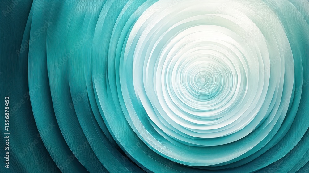Aufkleber a mesmerizing swirl of turquoise and white hues creating a hypnotic concentric pattern that evokes a