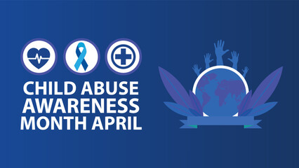 Naklejka premium Child Abuse Awareness Month April web vector banner design illustration