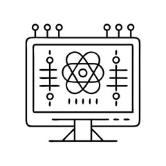 quantumcomputer icon, quantumcomputer line art - simple line art of quantumcomputer, perfect for quantumcomputer logos and icons