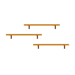 Empty wooden store shelves. Vector illustration 