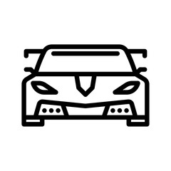 sports car outline icon. racing car black line illustration.