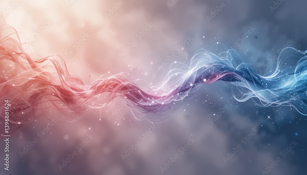 Poster dynamic flow of colorful energy waves abstract digital art ethereal environment visual spectacle vib