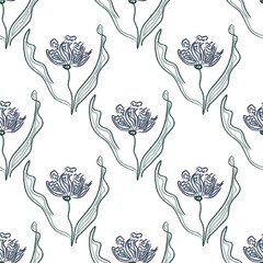 Seamless elegant tulip pattern. Turkish. Endless floral pattern can be used for ceramic tile, wallpaper, linoleum, textile, web page background.  