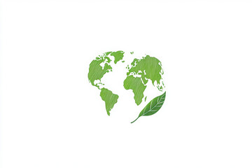 A green illustration of the Earth with a leaf, symbolizing environmental sustainability and eco-friendliness.