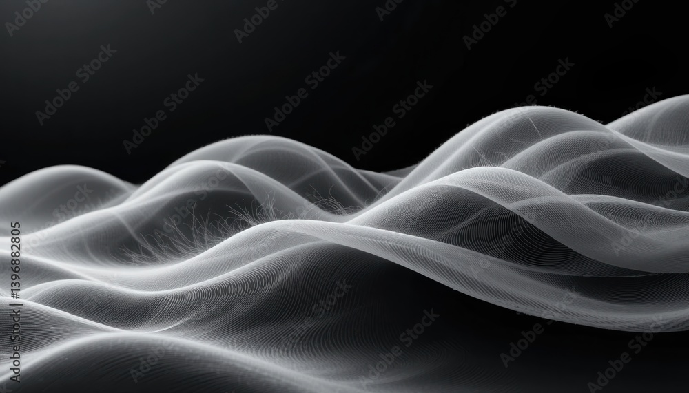 Poster flowing waves of ethereal light abstract art digital creation dark environment close-up view fluid d