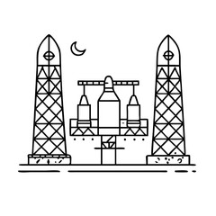 rocketlaunchpad icon, rocketlaunchpad line art - simple line art of rocketlaunchpad, perfect for rocketlaunchpad logos and icons