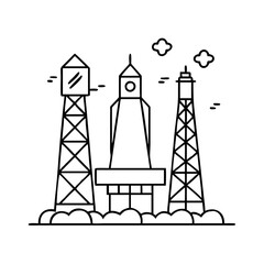 rocketlaunchpad icon, rocketlaunchpad line art - simple line art of rocketlaunchpad, perfect for rocketlaunchpad logos and icons