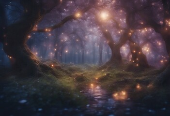 ai fantasy landscape fairy night background digital magical wallpaper artwork art tale forest imaginary print beautiful colourful view printable fabulous magic abstract design fairyland tree