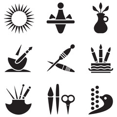 Arts and Crafts Vector Black silhouettes. with white background