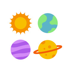 Sun and Planets icon vector image. Suitable for mobile apps, web apps and print media.