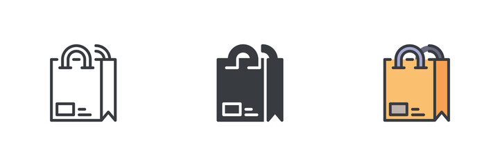 Shopping bag different style icon set