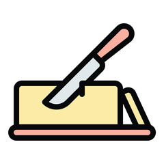 Butter icon flat line style illustration representing dairy products and cooking ingredients, suitable for food, recipe, and culinary-related projects